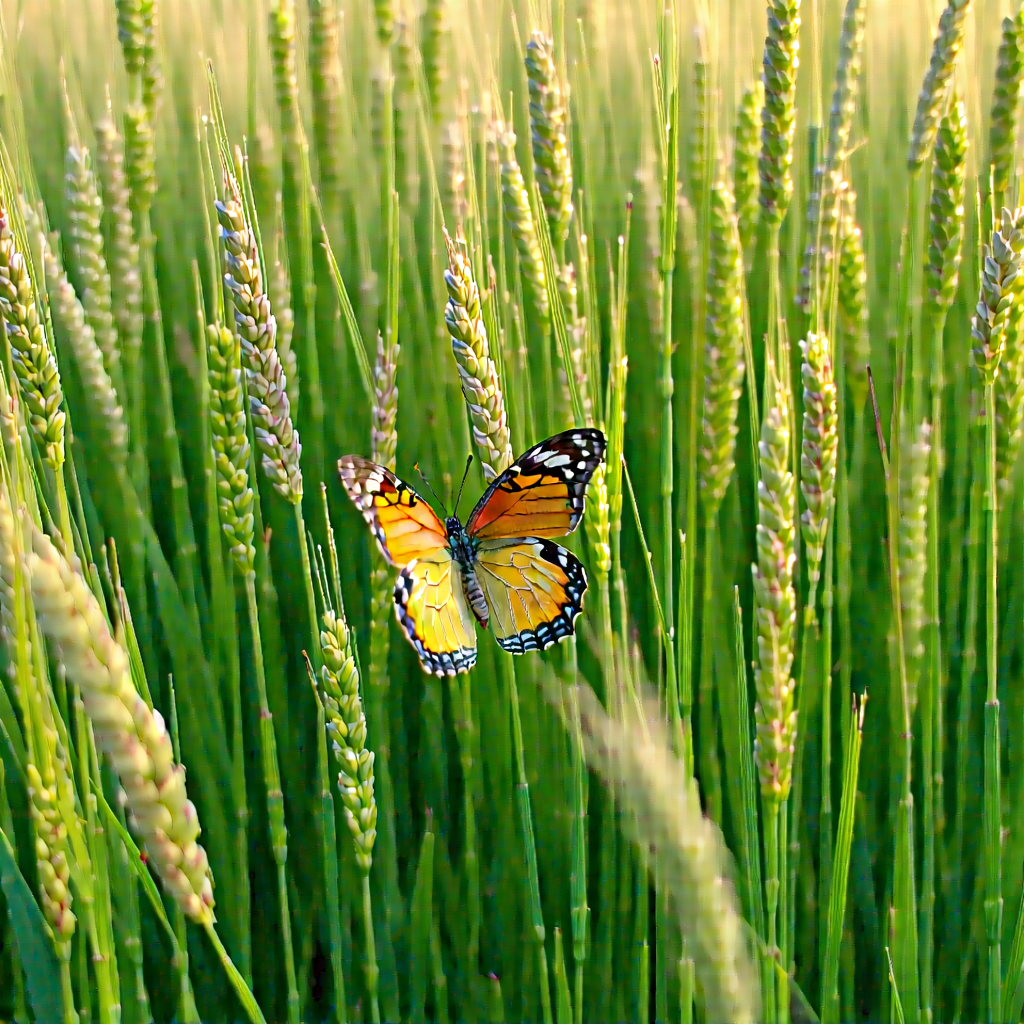 Nature Drone Photography: Butterfly In Prairie Grassland With Beautiful Butterfly