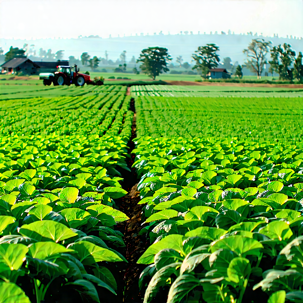Tech Digital Illustration: Agricultural Technology In Field Deployment With Large Field