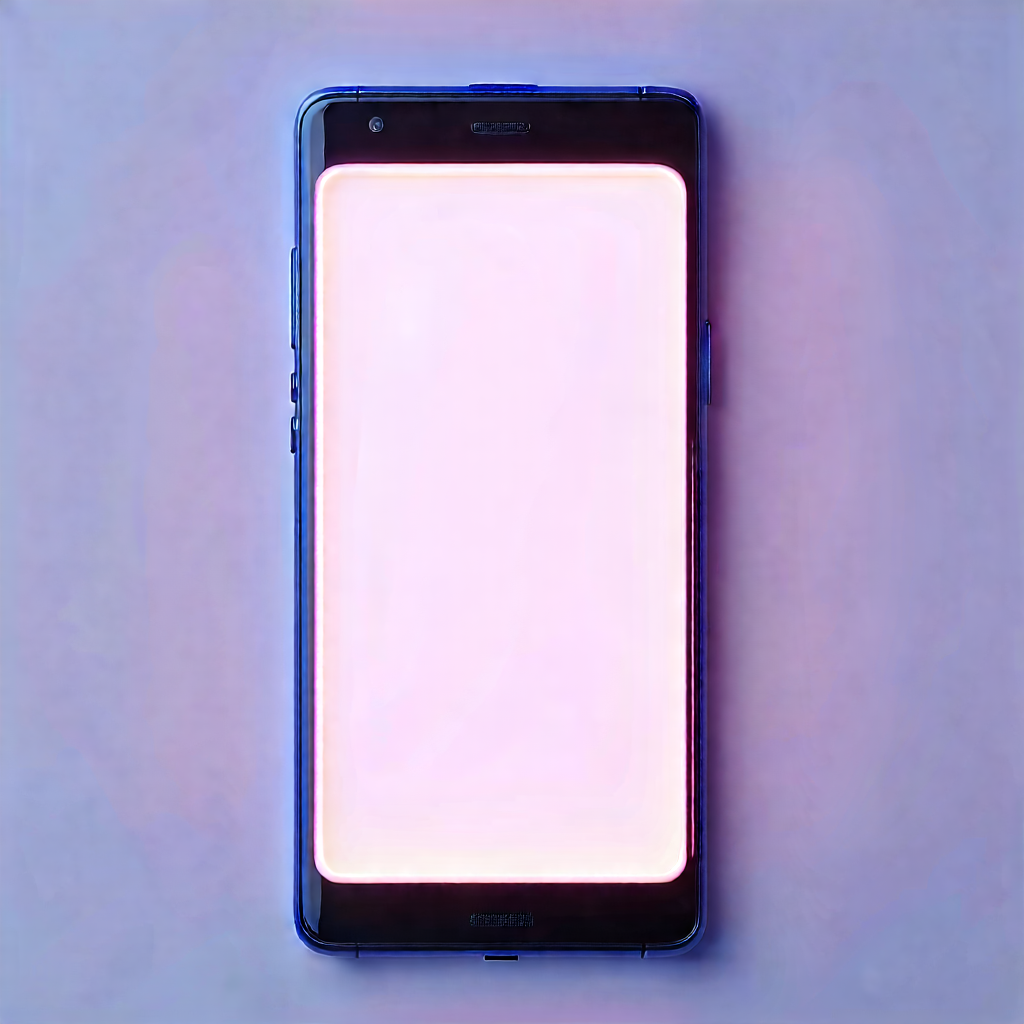 Tech Pastel Drawing: Smartphone With Glowing Screen With Cell Phone