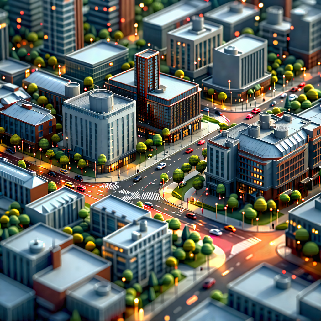 Urban 3d Render: Aerial View Of Urban Renewal Area With Cityscape Depicted
