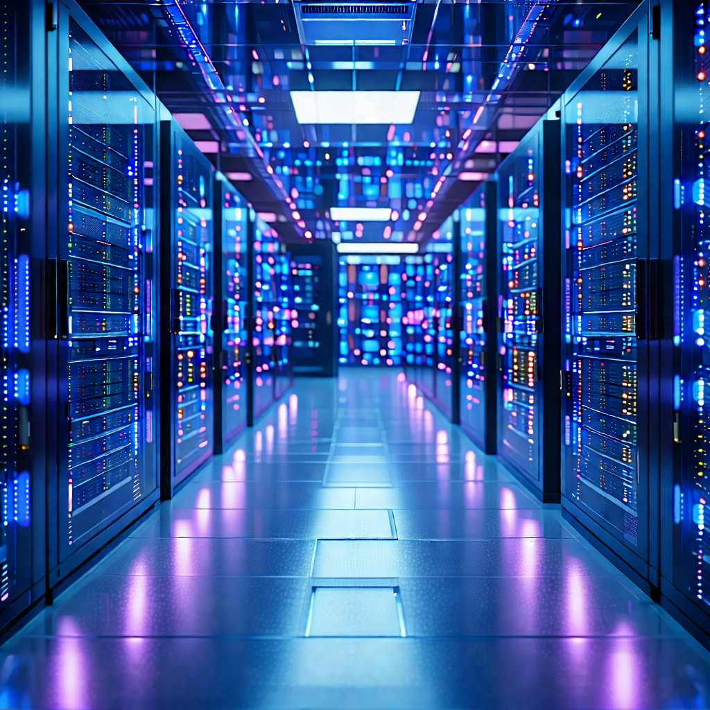 Tech Tilt-shift Photography: Futuristic Server Room With Long, Narrow