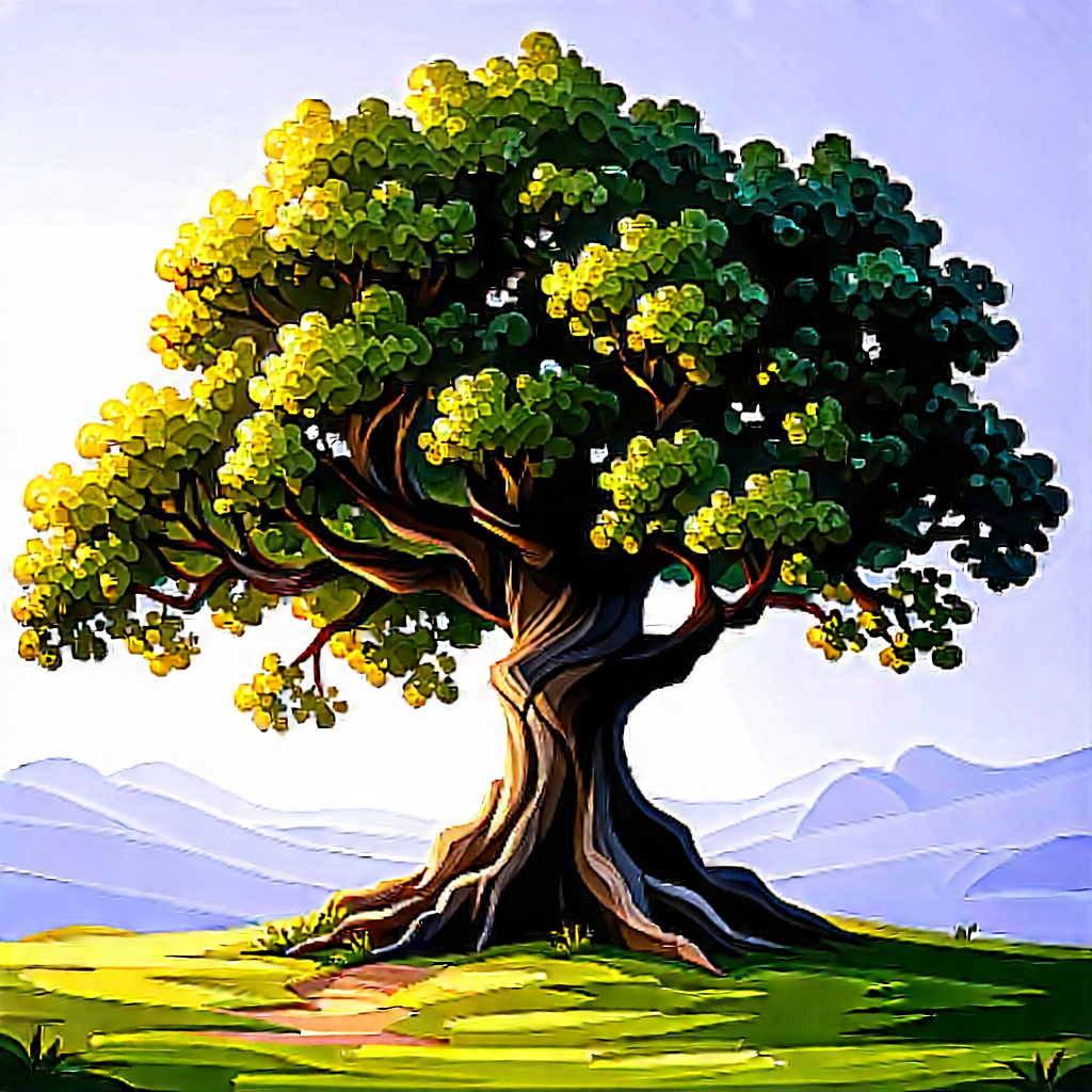 Nature Isometric Design: Ancient (tree:1.25) In Summer With Large Tree