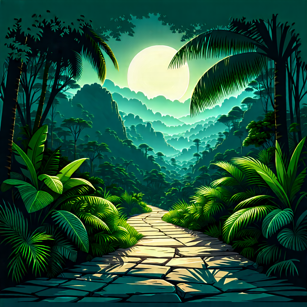 Nature Vector Art: Path Through Tropical Jungle With Image, There