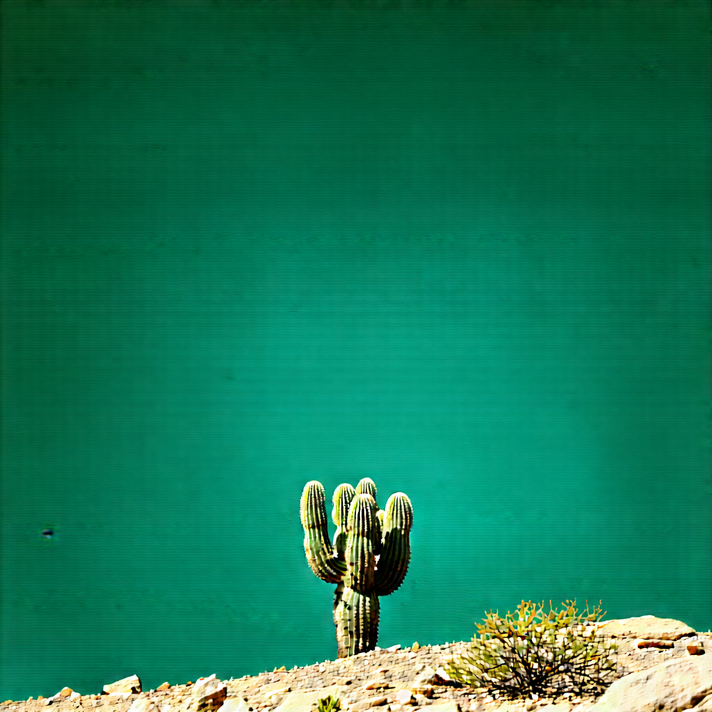 Nature Hdr Photography: Cactus In Rocky Terrain With Cactus Plant