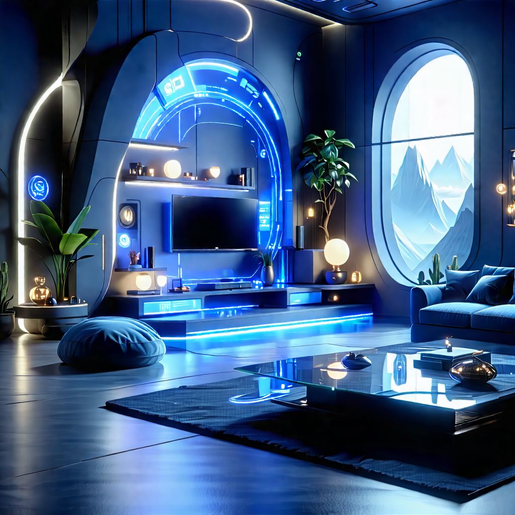 Tech Unreal Engine: (futuristic:1.29) Smart Home With Futuristic Living