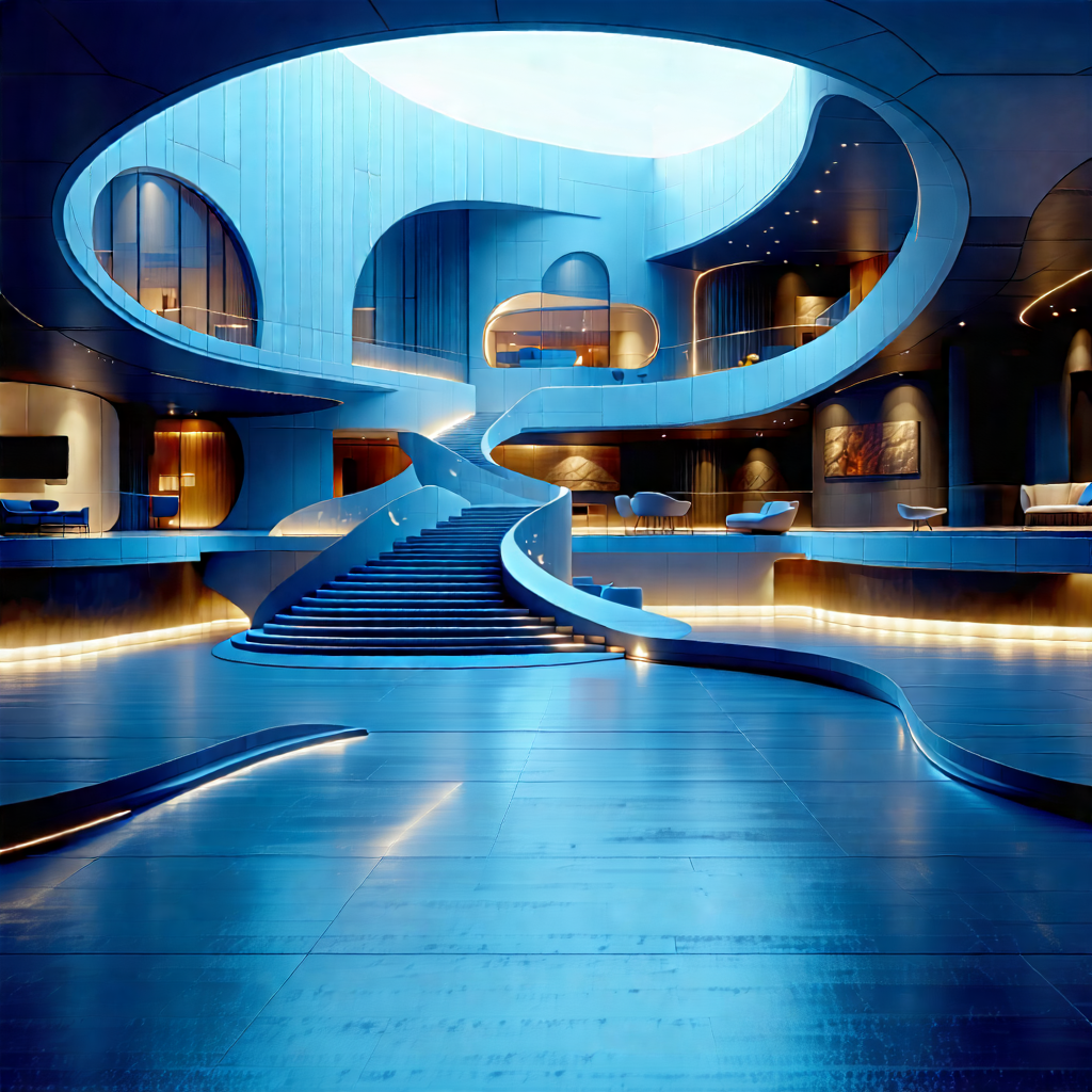 Tech Commercial Photography: (futuristic:1.28) Smart Home With Blue-toned Photo