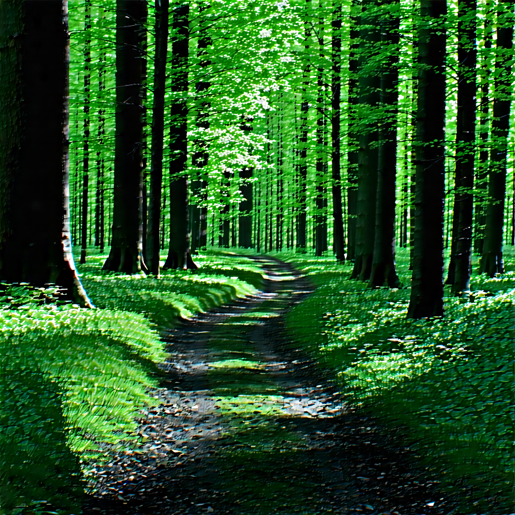 Nature Stock Photography: Path Through Dense Forest With Lush Green