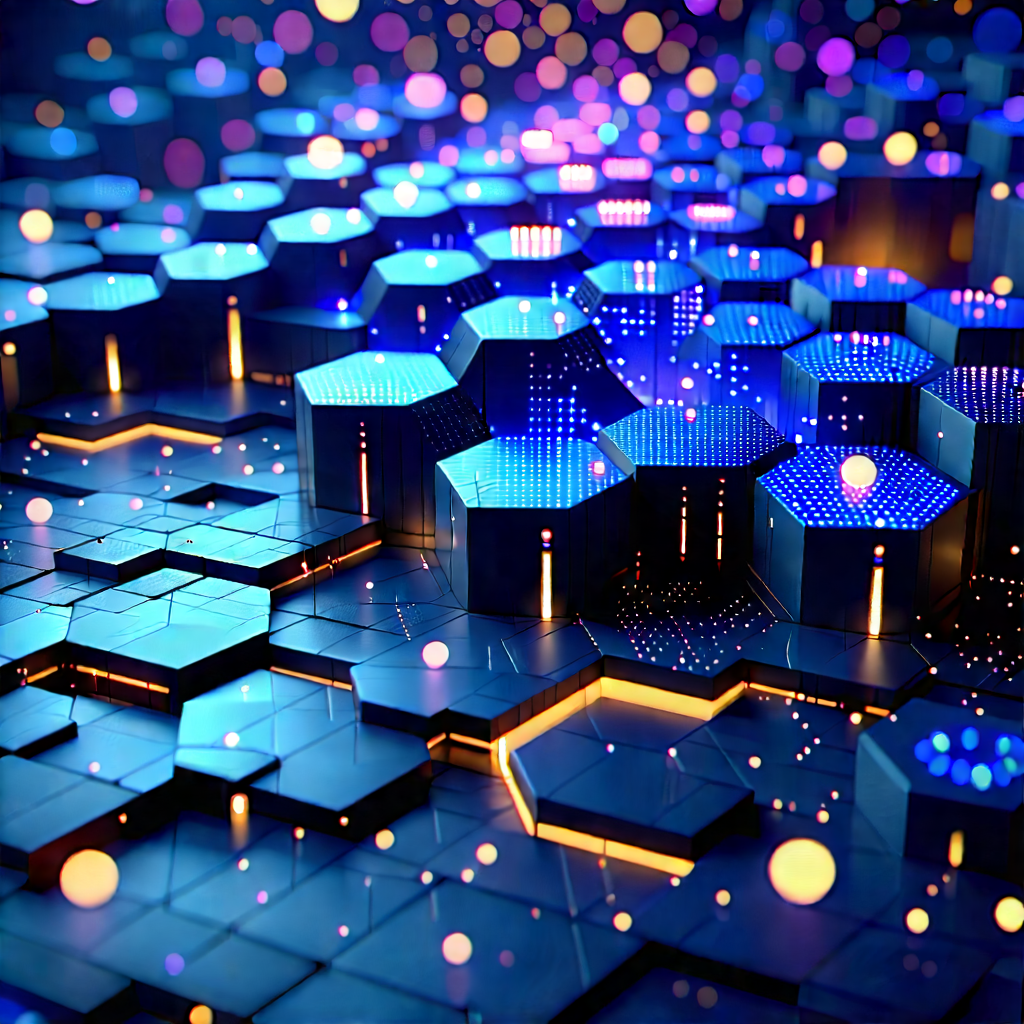 Abstract Isometric Art: Hexagonal Pattern With Glowing Elements With Image, There