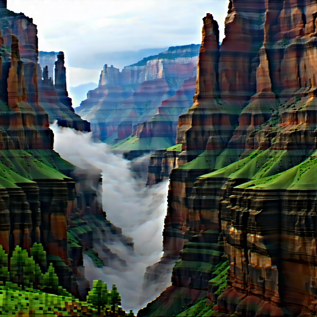 Nature Infographic Style: Mist over canyon floor
