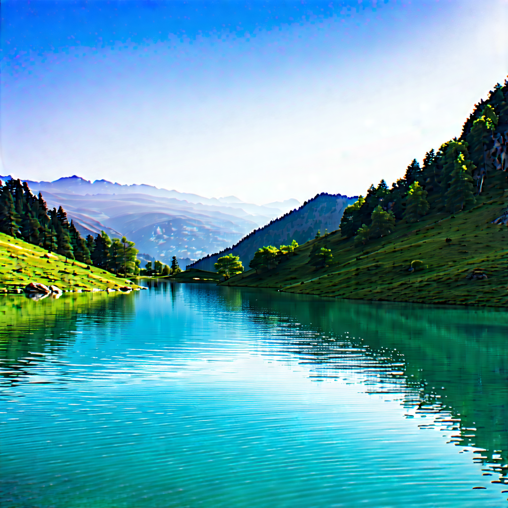 Nature Advertising Photography: Clear Sky Over Alpine Lake With Serene Lake