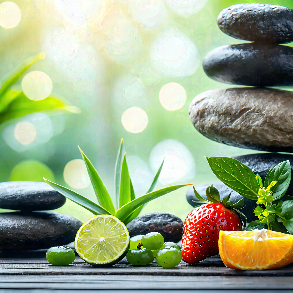 Lifestyle Minimalist Design: Wellness Scene With Healthy Food With Image, There