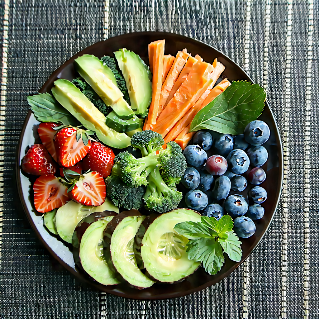 Lifestyle Drone Photography: Wellness Scene With Healthy Food With Black Plate
