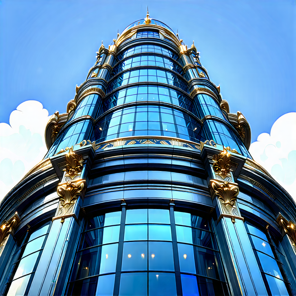 Urban Unreal Engine: Glass Office Tower With Ornate Details With Tall Building