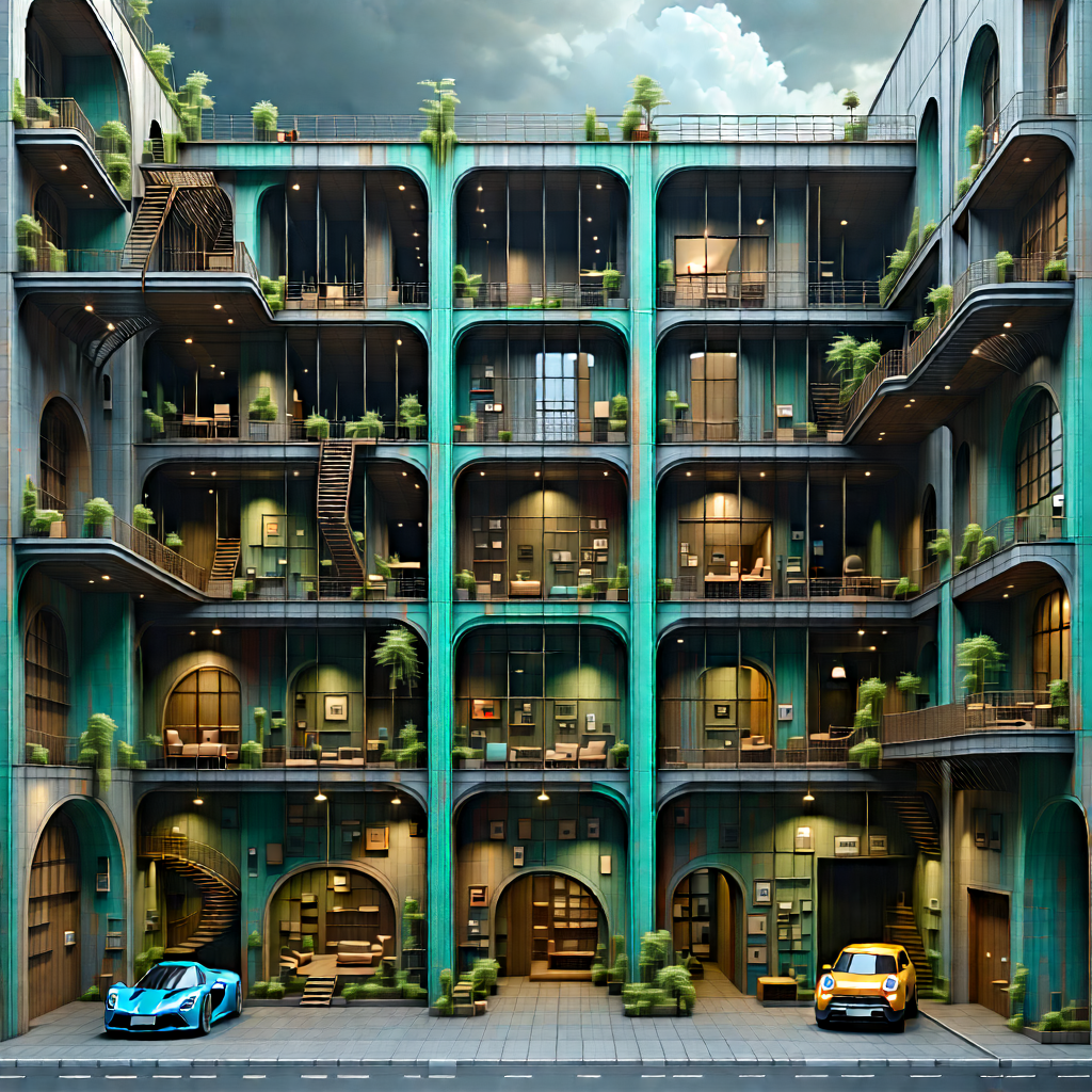 Urban Octane Render: Urban Loft With Artistic Facade With Image, There
