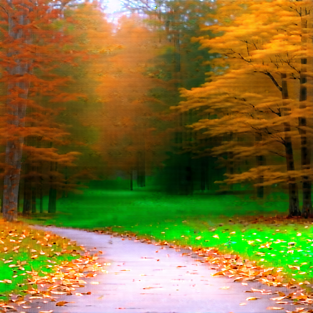 Nature Pastel Drawing: Path Through Autumn Woodland With Beautiful Forest