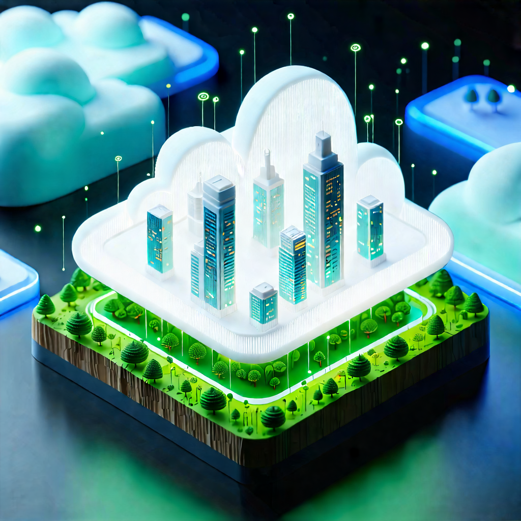 Tech Isometric Design: Cloud computing visualization
