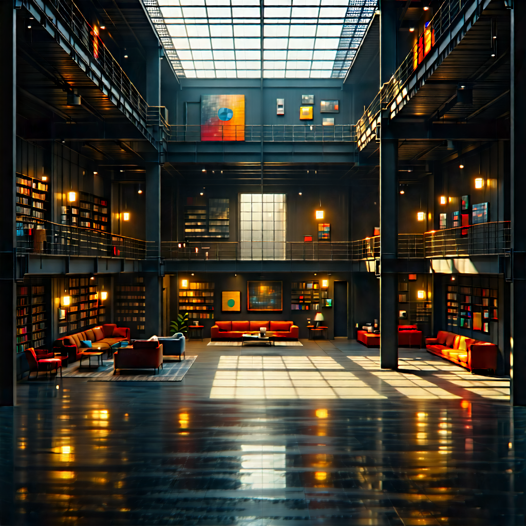 Urban Infographic Style: Urban Loft With Dramatic (lighting:1.48) With Black White