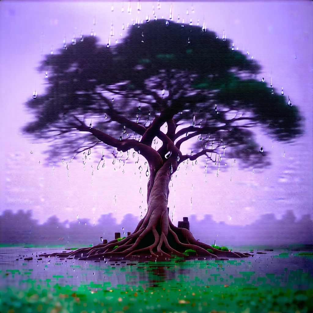 Nature Aerial Photography: Ancient tree in rainy season