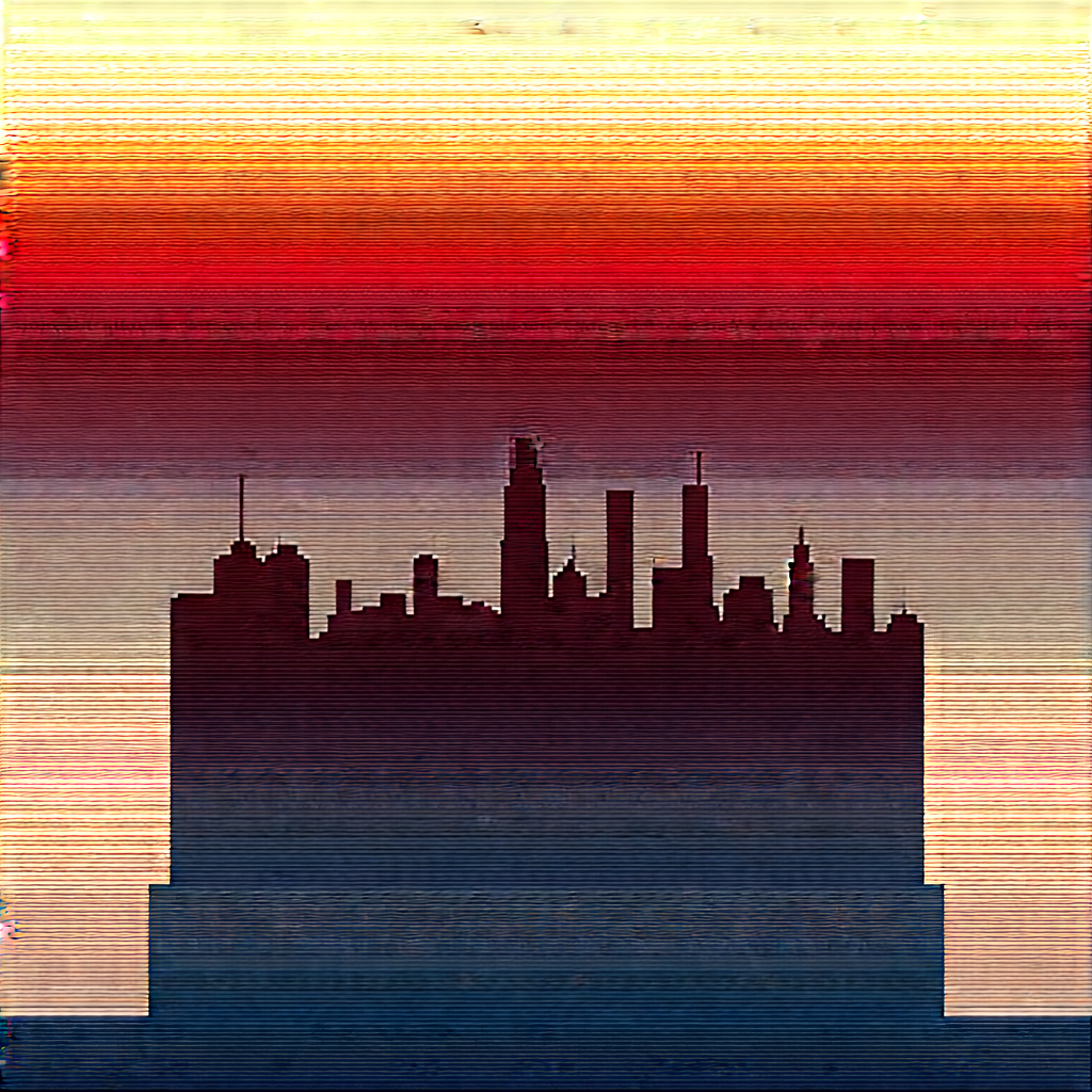 Urban Isometric Design: Cityscape Of Small Town During Sunset With Cityscape Depicted