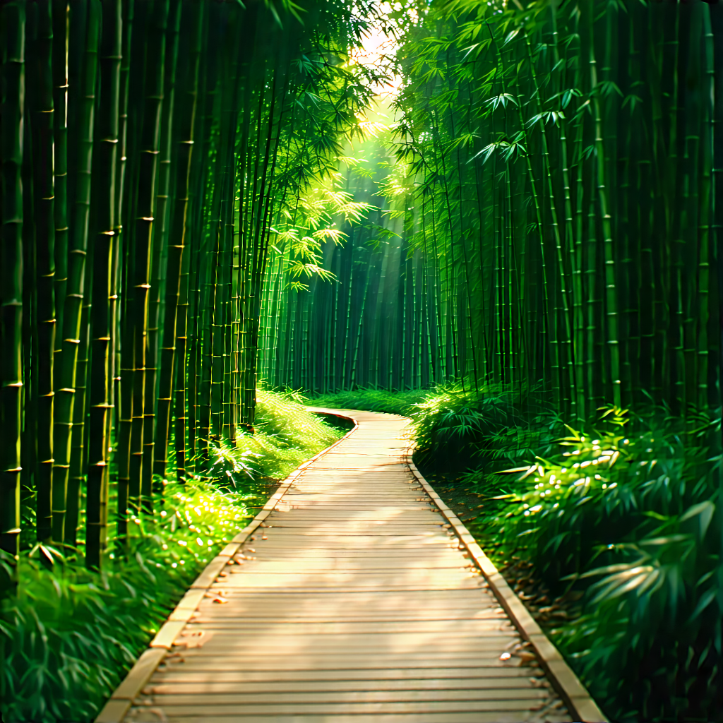 Nature Advertising Photography: Path Through Bamboo Grove With Pathway Surrounded