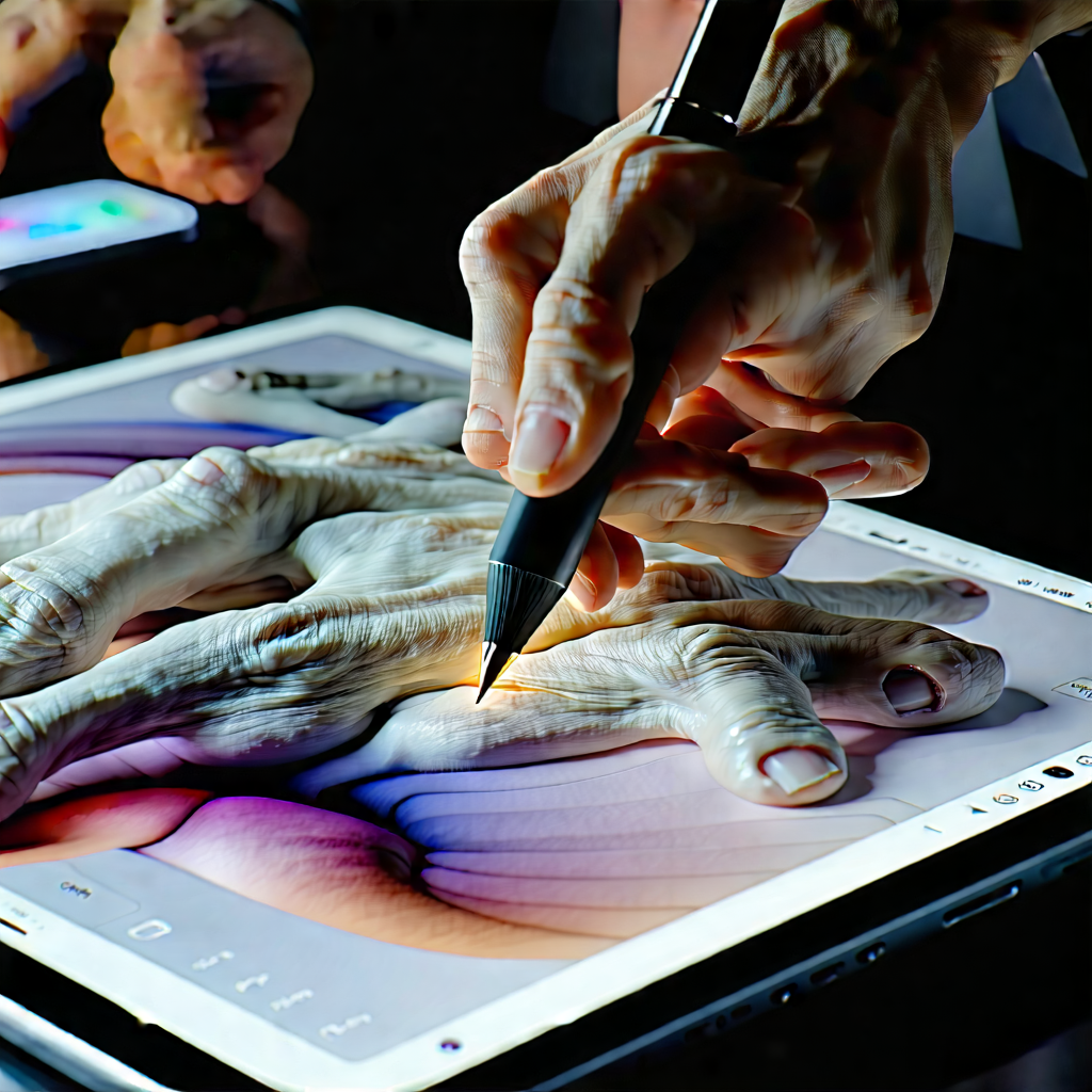 Business Digital Art: Tech professional using digital tablet