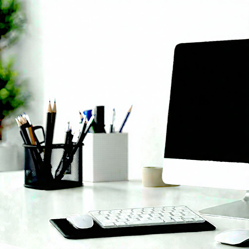Business Unreal Engine: Workplace with productivity tools on desk