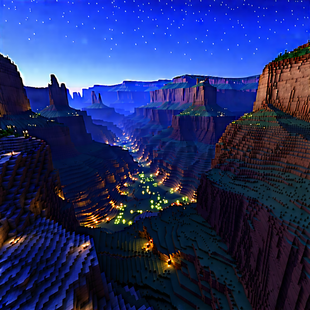 Nature Digital Art: Canyon During Blue Hour With Image, There