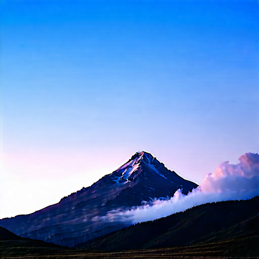 Nature Macro Photography: Clear Sky Over Mountain Peak With Majestic Mountain