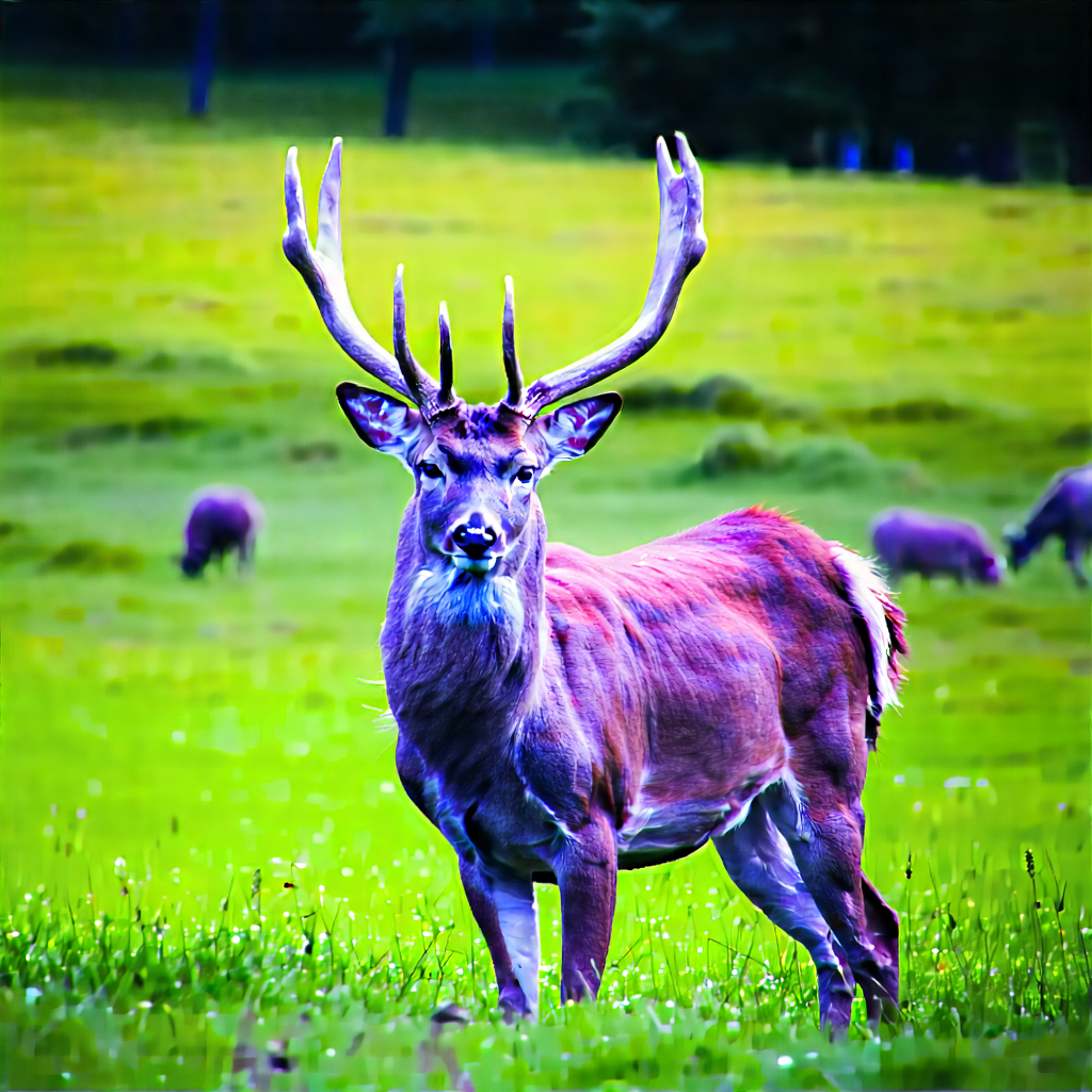 Nature Professional Photography: Deer In Prairie Grassland With Large Deer