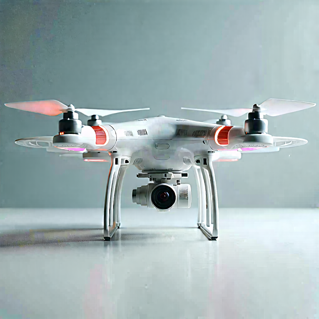Tech Architectural Photography: Drone With User Interface With White Drone