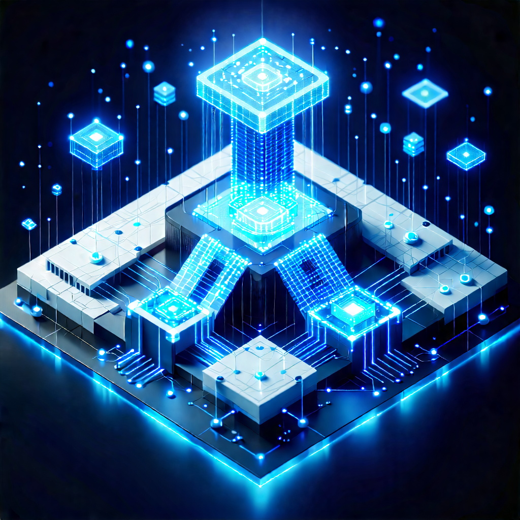 Tech Isometric Design: Blockchain network visualization