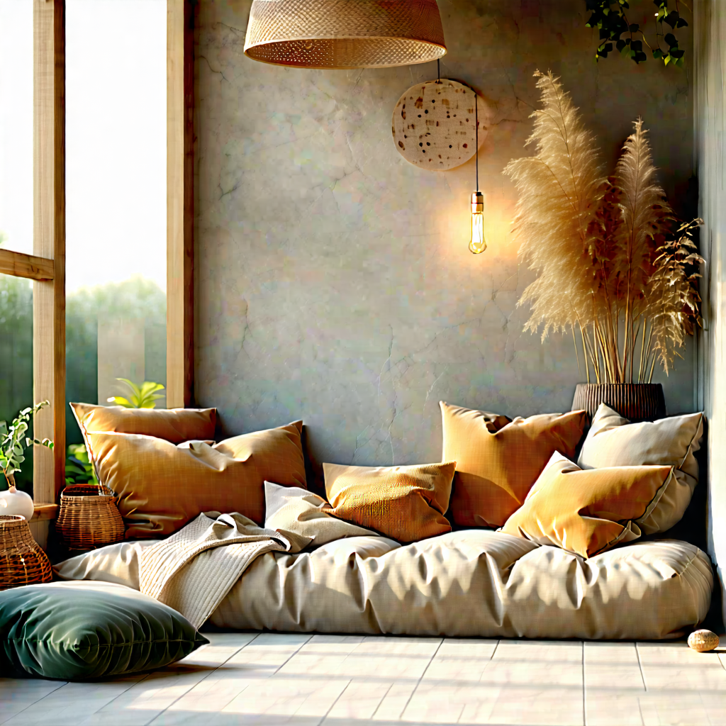 Lifestyle Octane Render: Reading Nook With Comfortable Textiles With Image, There