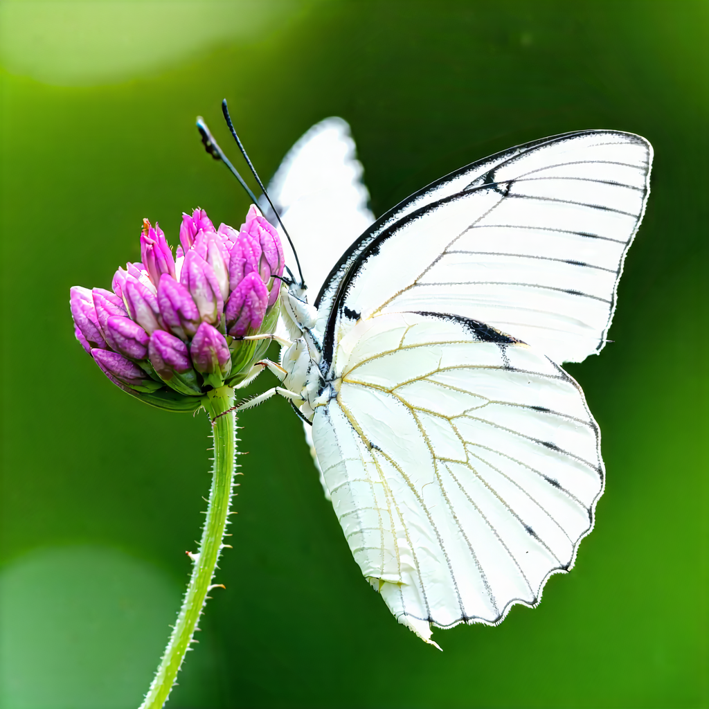 Nature Macro Photography: Butterfly In Natural Habitat With White Butterfly