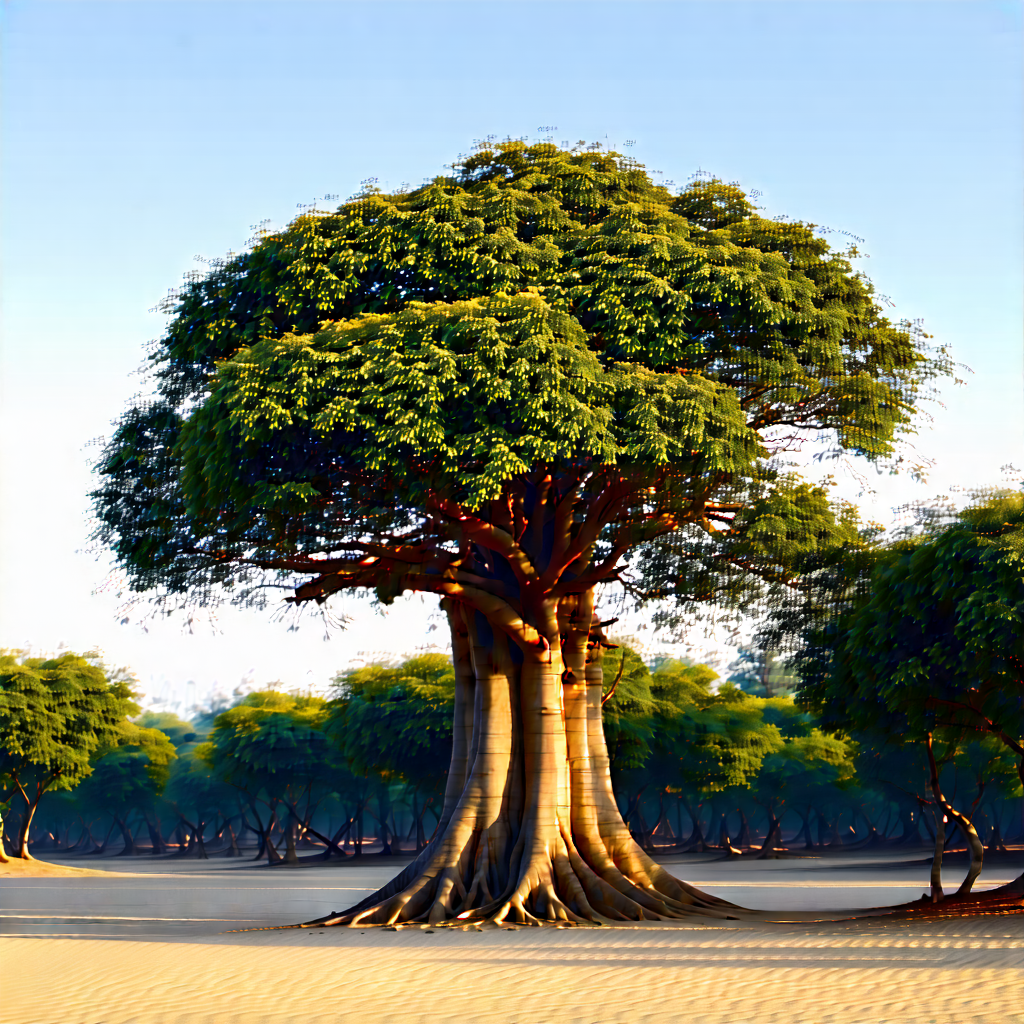 Nature Drone Photography: Ancient Tree In Dry Season With Large Tree