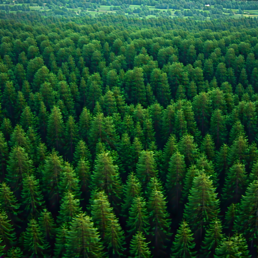 Nature 3D Render: Aerial view of forest canopy