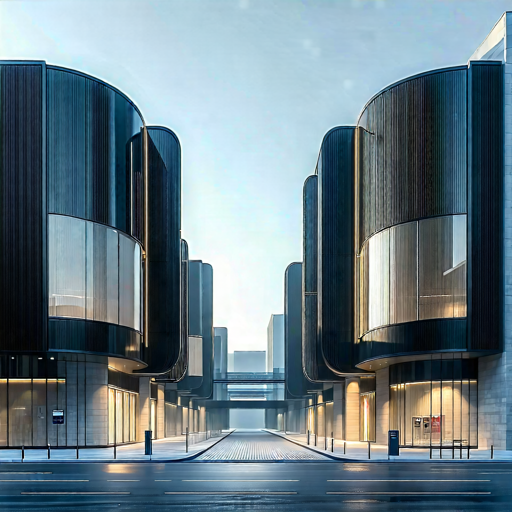 Urban Unreal Engine: Urban Street With (modern:1.34) Architecture With Tall Buildings,