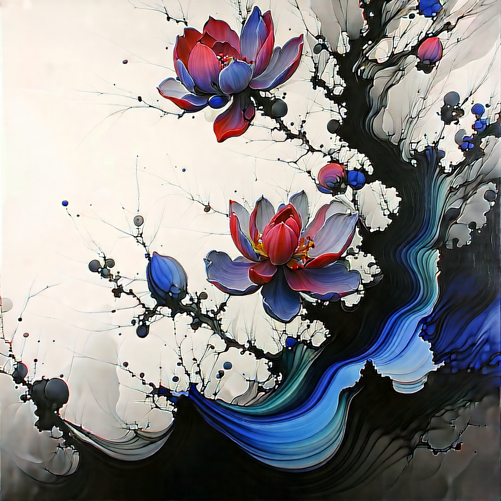 Abstract Ink Drawing: Macro View Of Synthetic Material With Beautiful Painting