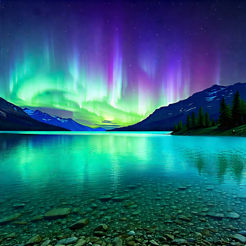 Nature Advertising Photography: Northern Lights Over Alpine Lake With Captures Serene
