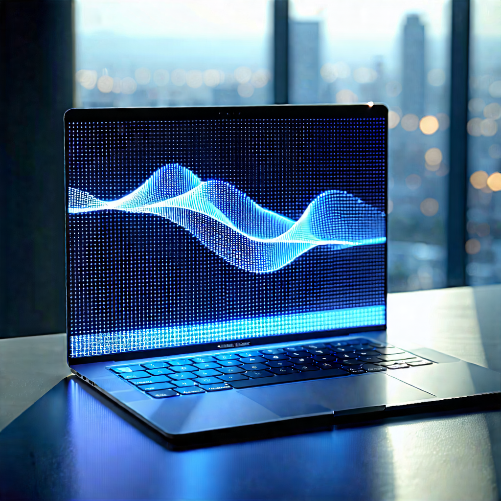 Tech Blender Artwork: Laptop With Holographic Display With Laptop Computer