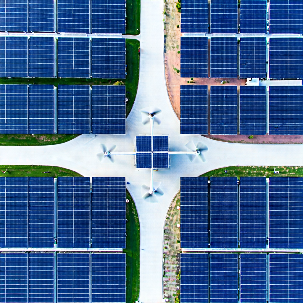 Tech Drone Photography: Innovative renewable energy (design:1.26)