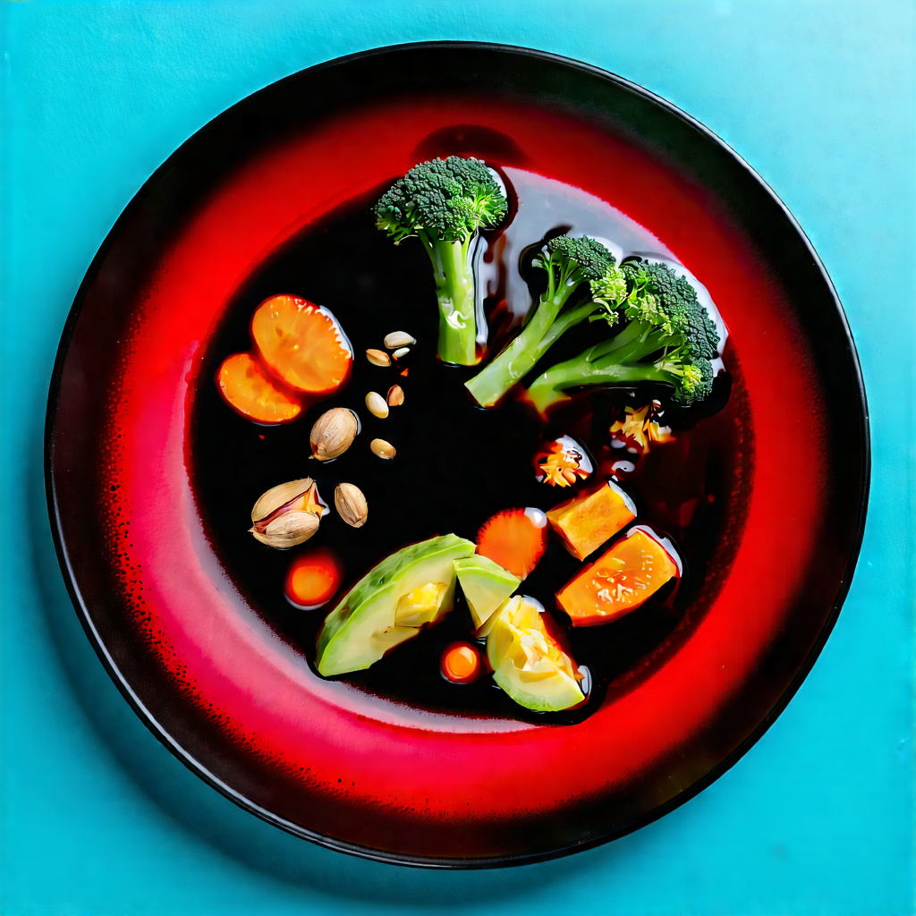 Lifestyle Drone Photography: Healthy Meal Prepared With Seasonal Produce With Plate Filled