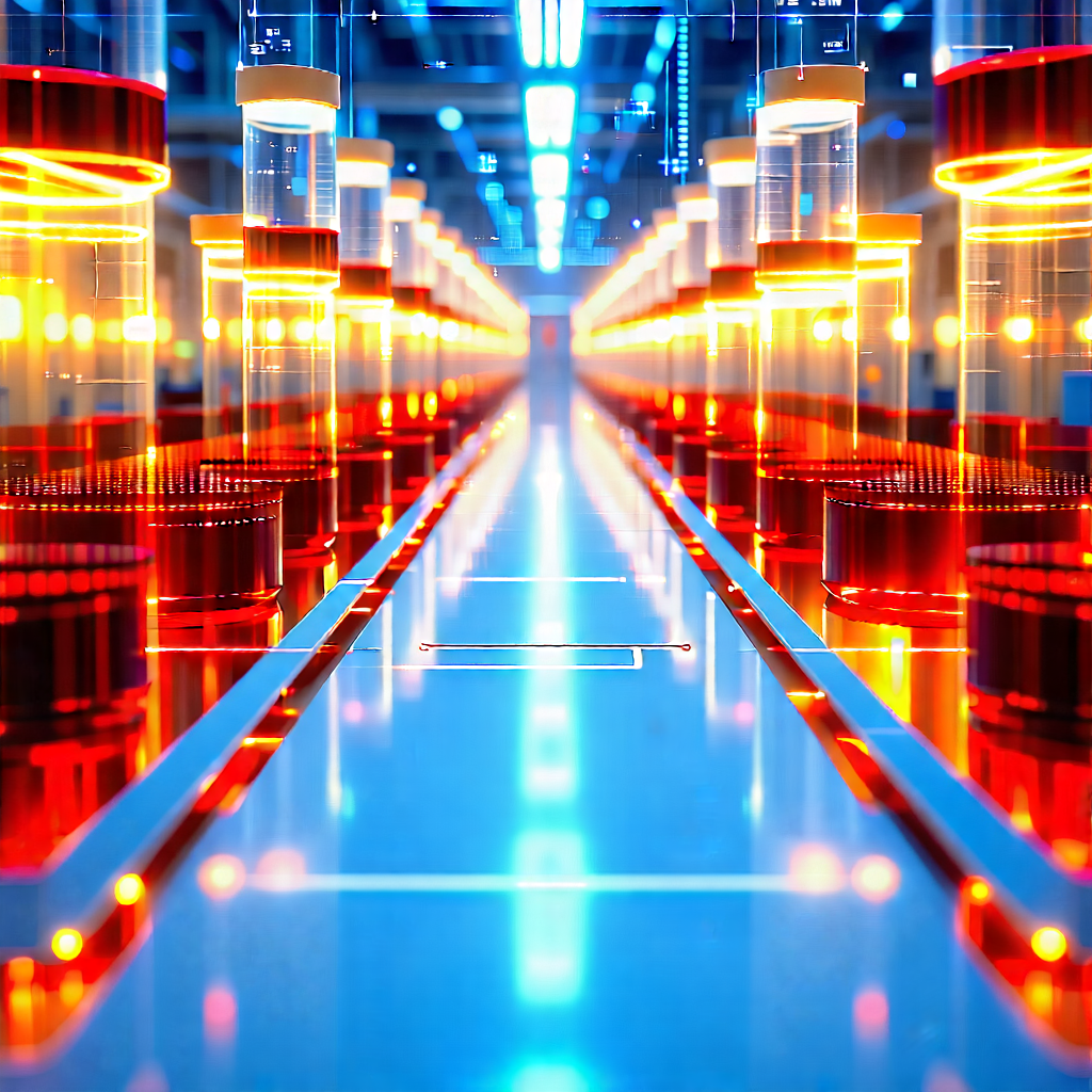 Tech Editorial Photography: Healthcare Technology In Manufacturing Facility With Long, Narrow