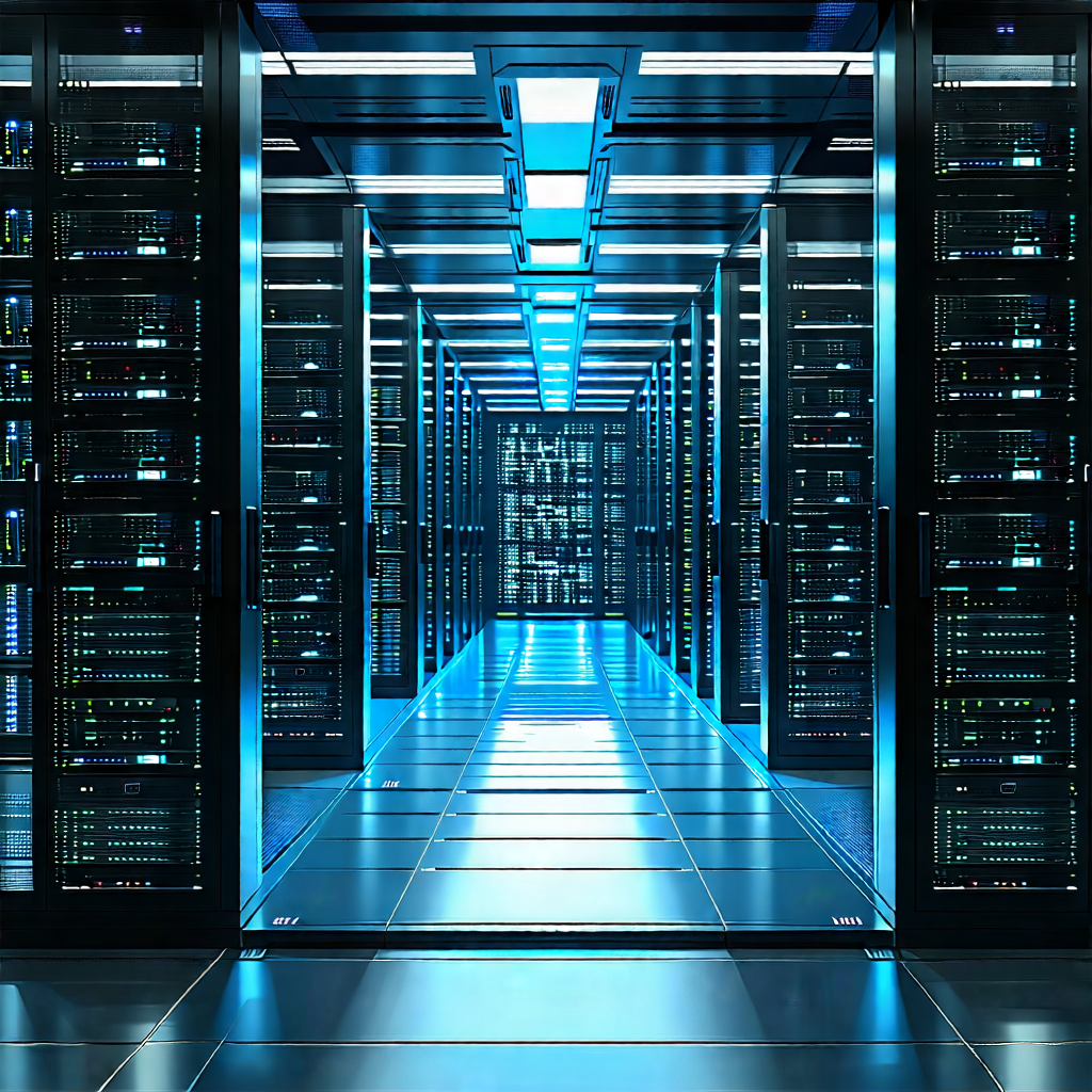 Tech Matte Painting: (futuristic:1.26) server room