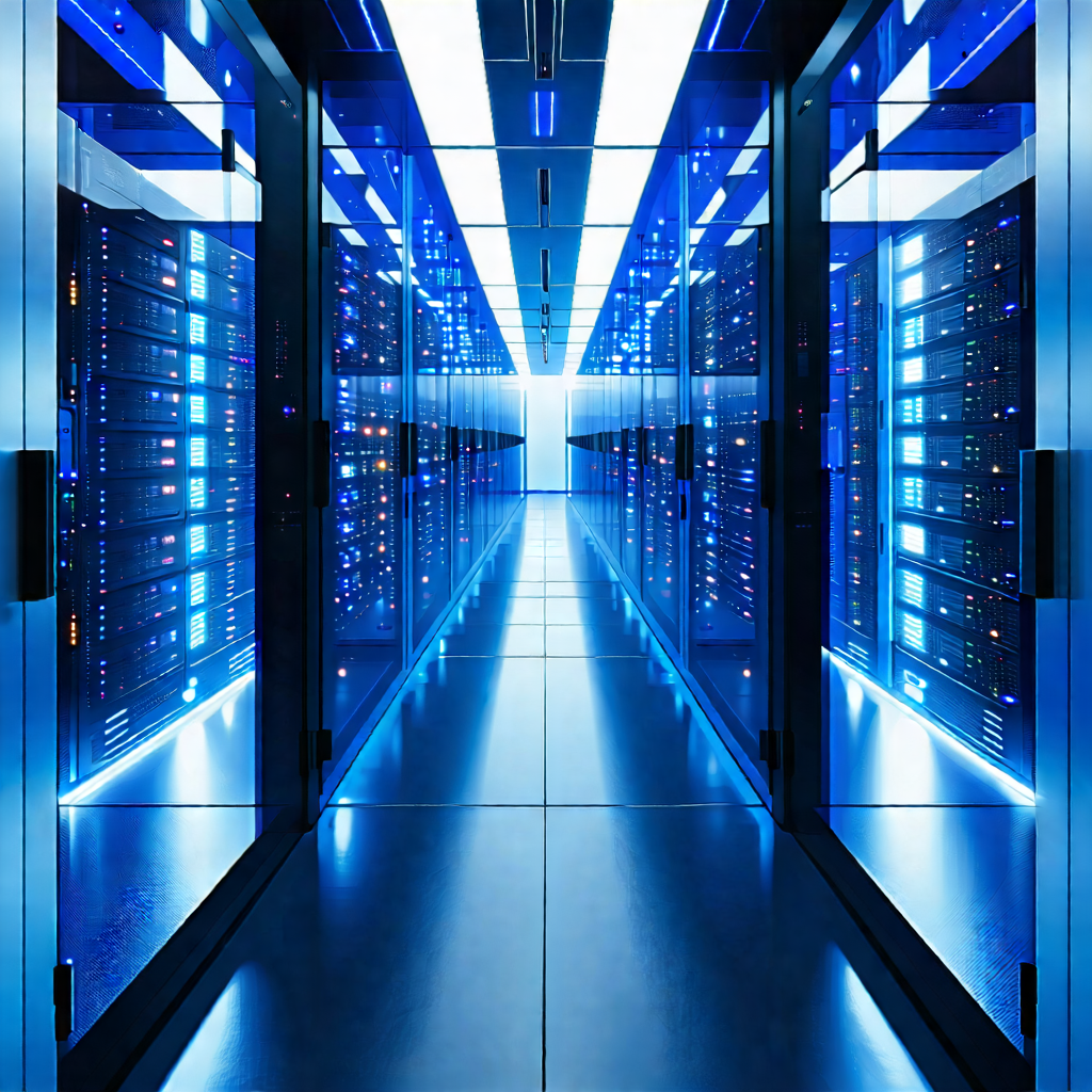 Tech Aerial Photography: (futuristic:1.17) server room