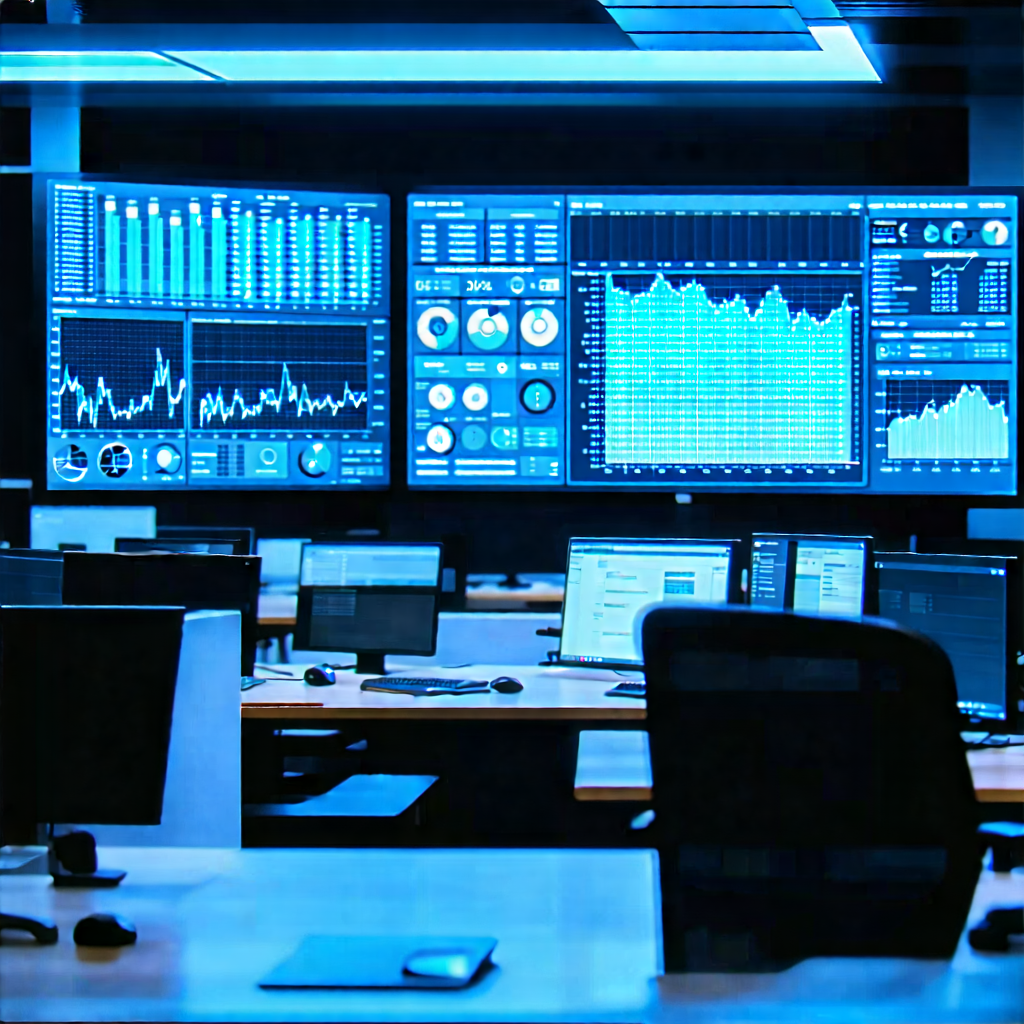 Tech Macro Photography: Financial Technology In Tech Office With Image, There