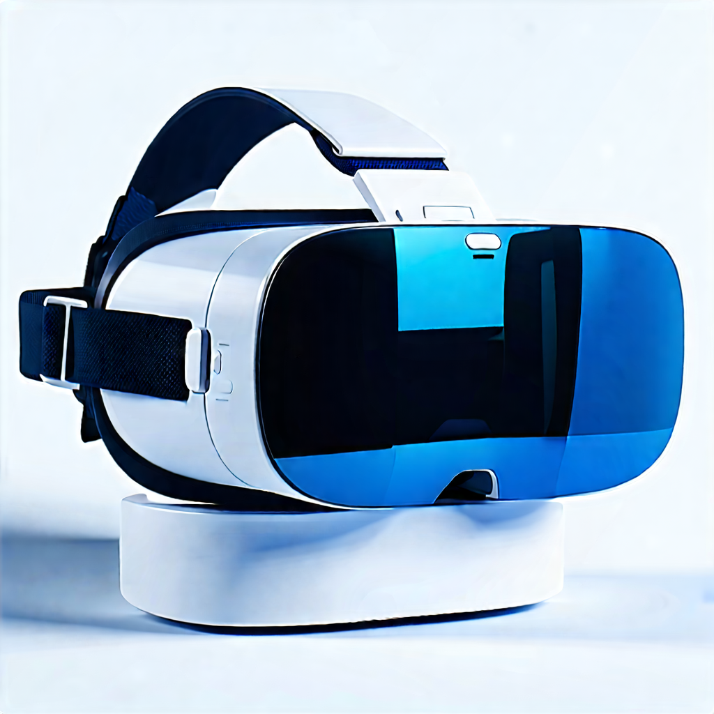 Tech Etching: Vr Headset With User Interface With Pair Blue