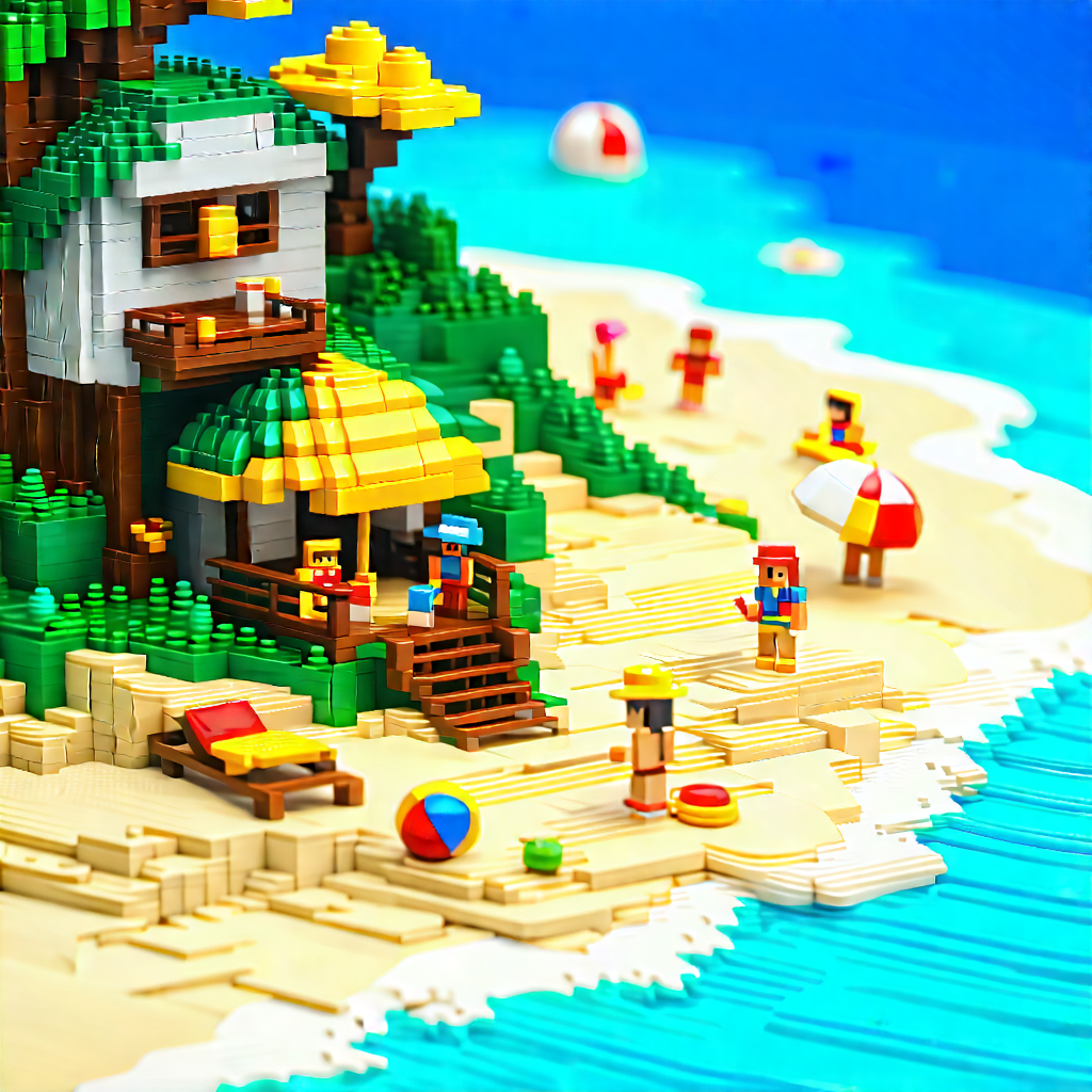 Lifestyle Voxel Art: Beach day during holiday season
