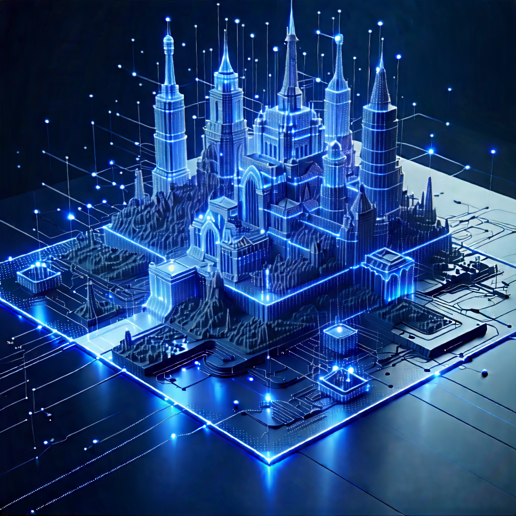 Tech Matte Painting: Blockchain Network Visualization With Image, There