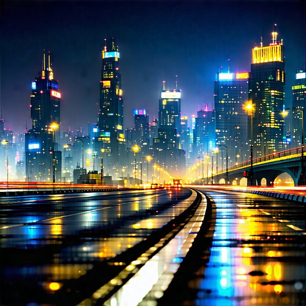 Urban Professional Photography: Cityscape Of Modern Metropolis During Night With Captures Beautiful