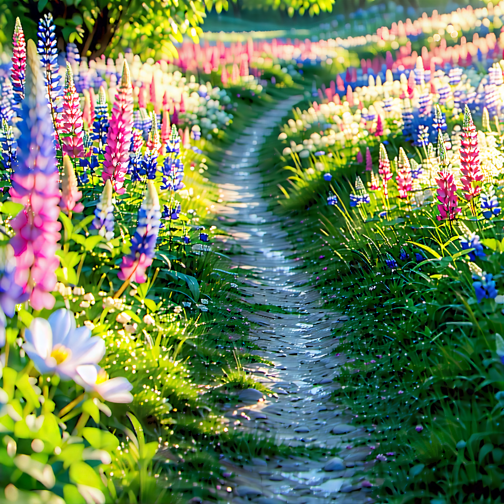 Nature Long Exposure Photography: Path through flowering meadow